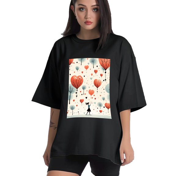 Plus Size Shirt for Women Black Tops for Women Short Sleeves Shirt for Women Valentine's Day T Shirt Crewneck Shirt for Women XS