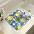 thumbnail image 4 of Yayeee Dish Drying Mat for Kitchen Counter 18" x 24" Microfiber Super Absorbent Coffee Decorative Pad, Blue Plaid Lemon, 4 of 9