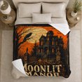 thumbnail image 5 of Moonlit Manor with Crow and Bats, Spooky Vintage Gothic Style for Halloween Lovers, Cozy Orange Moon Scene, Flannel Blanket for Bedroom and Family Room, Halloween Gift and Dark Home Decor, 5 of 9