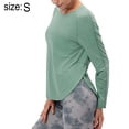 thumbnail image 2 of Camisas de mujer Camisa de entrenamiento de manga larga Gimnasio al aire libre Senderismo Tops Ligero de secado rápido - Verde Zhivalor BST3003678-1, 2 of 7