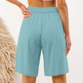 thumbnail image 4 of Fnooota Bermuda Shorts for Women, 2025 Summer Knee Length Loose Cotton Linen Shorts Light Blue Size L, 4 of 7