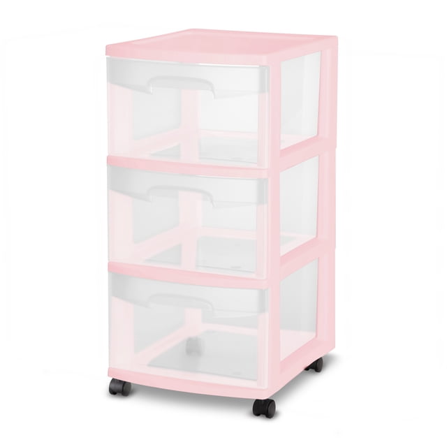 Sterilite Caisson à 3 Tiroirs, rose