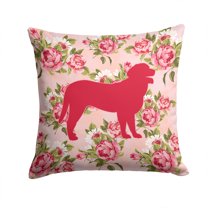 Curly Coated Retriever Shabby Chic Pink Roses Fabric Decorative Pillow