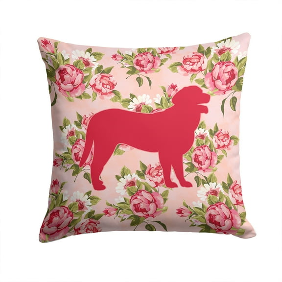 Curly Coated Retriever Shabby Chic Pink Roses Fabric Decorative Pillow