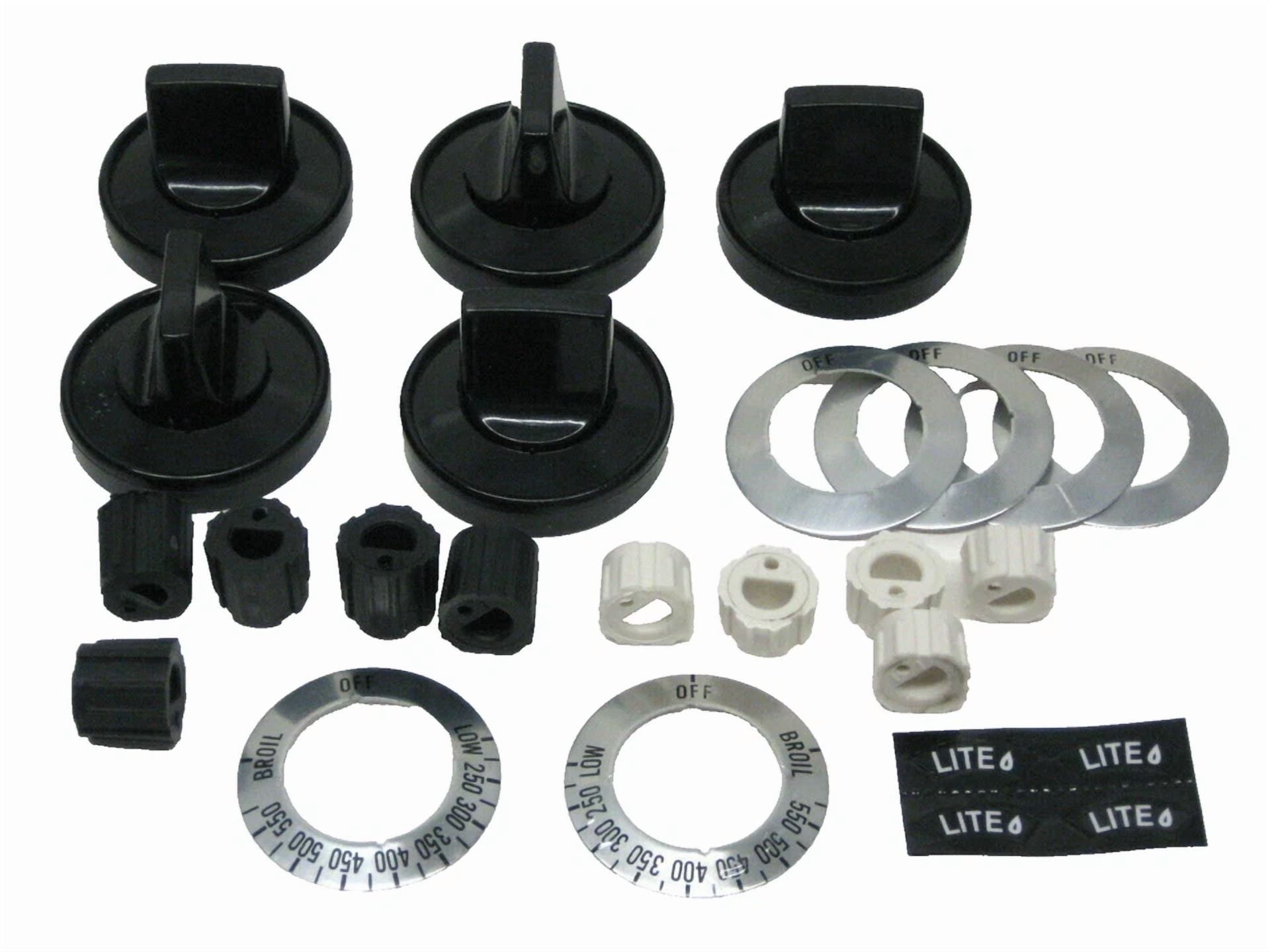 Zyler - ???Rk203 Universal Gas Range Burner & Thermostat Black Knobs Pkg Of 5