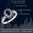 thumbnail image 2 of Gem Stone King 925 Sterling Silver Blue Sapphire Engagement Ring for Women | 1.62 Cttw | Oval Cut 7X5MM | Gemstone Birthstone | Available in Size 5, 6, 7, 8, 9, 2 of 7