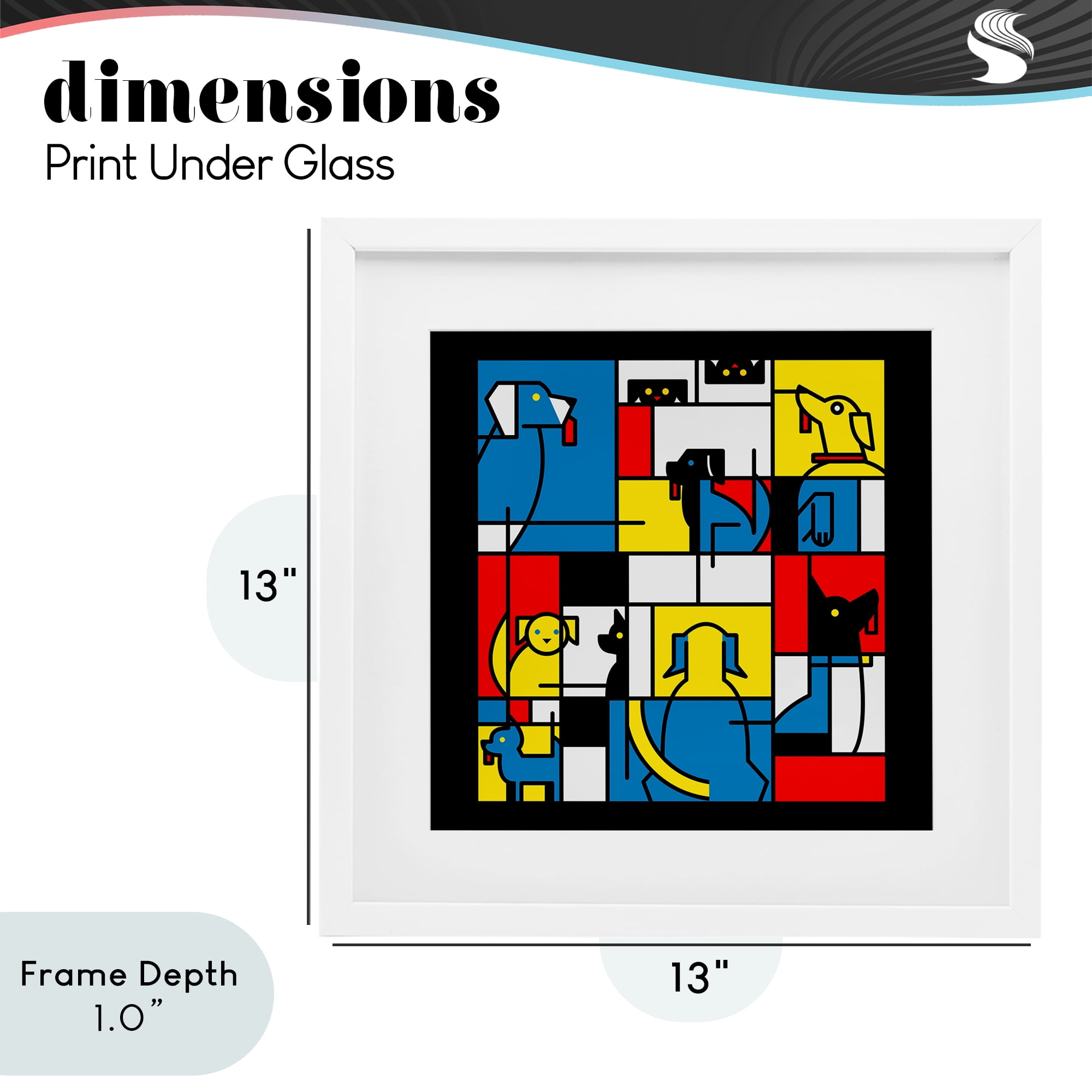 Stupell Industries Color Block Dogs Abstract White Framed Print Under Glass, design by Tobe Fonseca