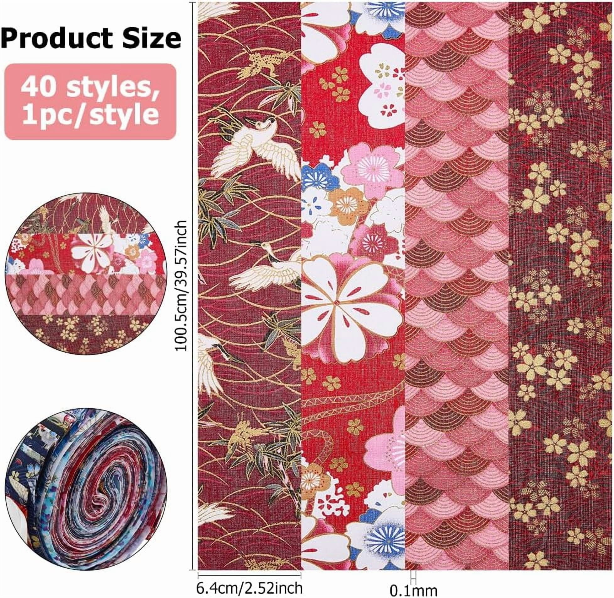 40Pcs Jelly Roll Fabric Cotton Fabric Quilting Strips Japanese Style Fabrics Cotton Strips Bundle for Sewing Crafting Blankets Rugs Upholstery Home Decor Purse Making Multi-color