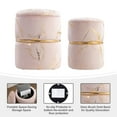 thumbnail image 7 of Round Velvet Storage Ottoman Vanity Stool Chair Upholstered Foot Rest Stool Pink,Pack of 2, 7 of 7