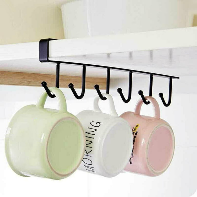 EUWBSSR 1pcs Metal 6 Hook Kitchen Rack Hanging Coffee Tea Cup mug Holder  Kitchen Storage Organizer Holder