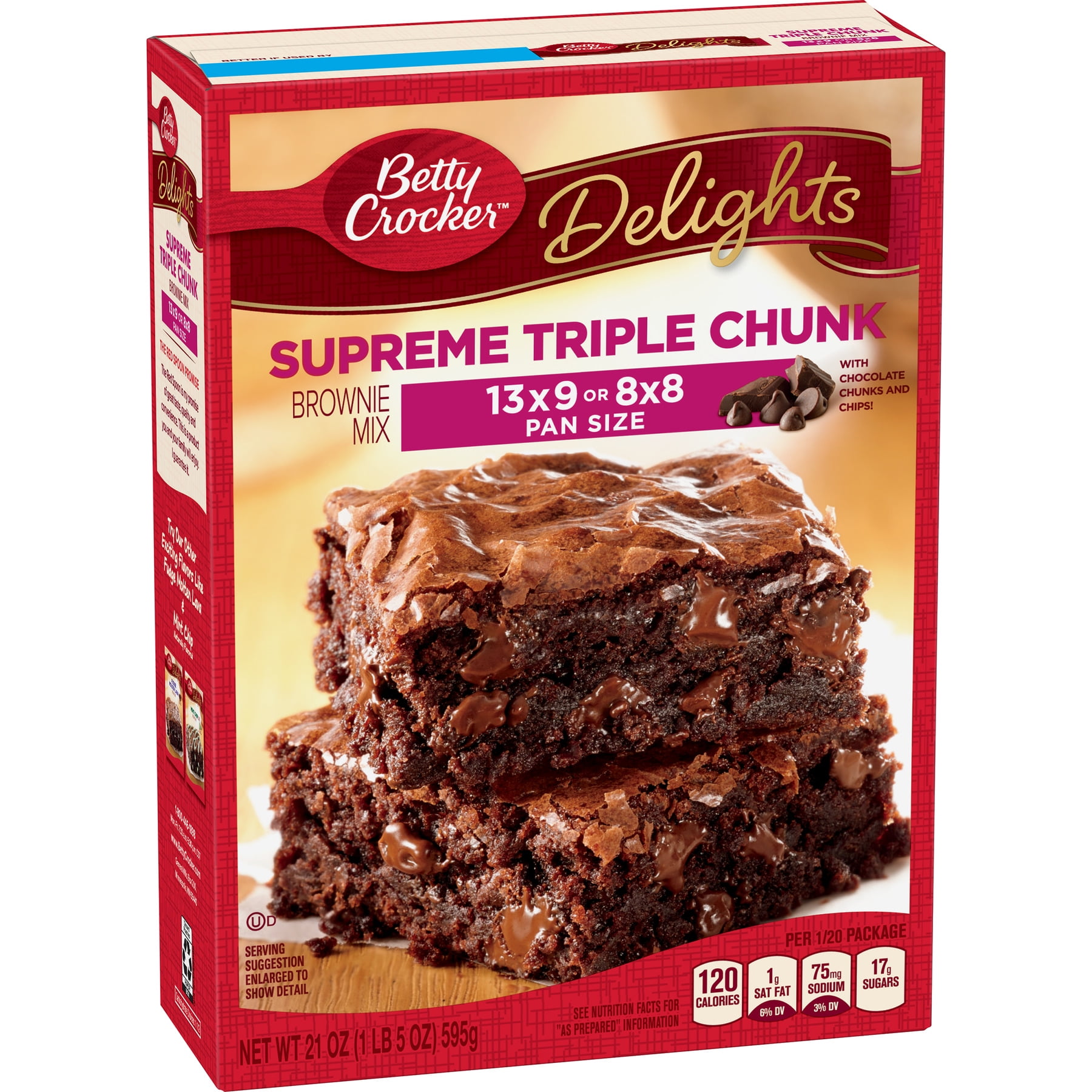 Derfor Mekanisk falskhed Betty Crocker Delights Triple Chunk Supreme Brownie Mix, 21 oz - Walmart.com