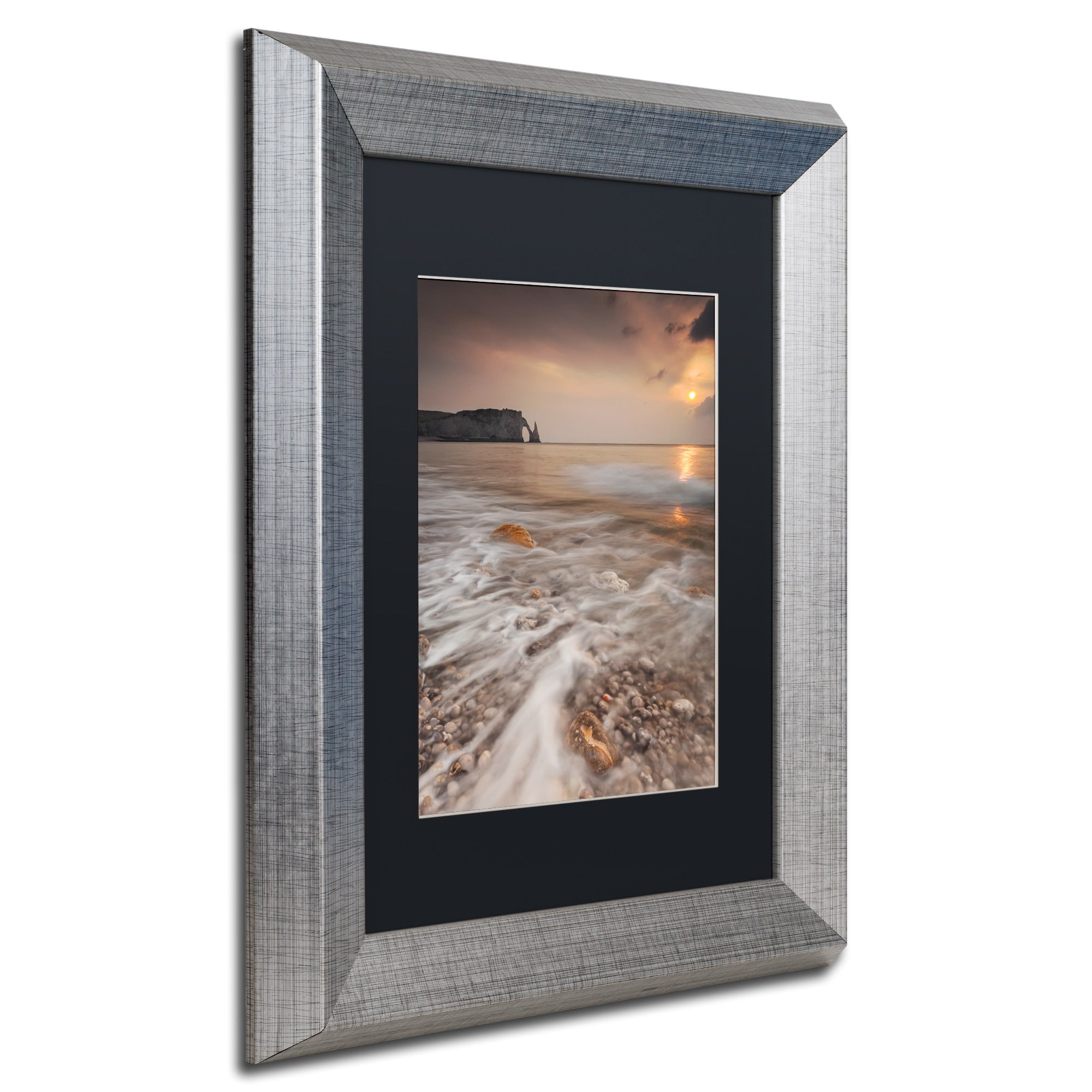 Trademark Fine Art "Etretat" Canvas Art by Mathieu Rivrin Black Matte, Silver Frame