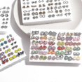 thumbnail image 3 of Juego de aretes geométricos Yashi con flores y diamantes de imitación 100 pares 8, 3 of 4