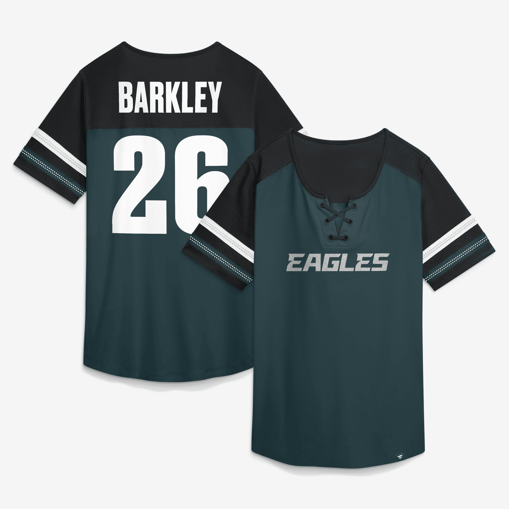 Women's Fanatics Saquon Barkley-Midnight Green Philadelphia Eagles Curl Route Athena Lace-Up Name & Number Shirt