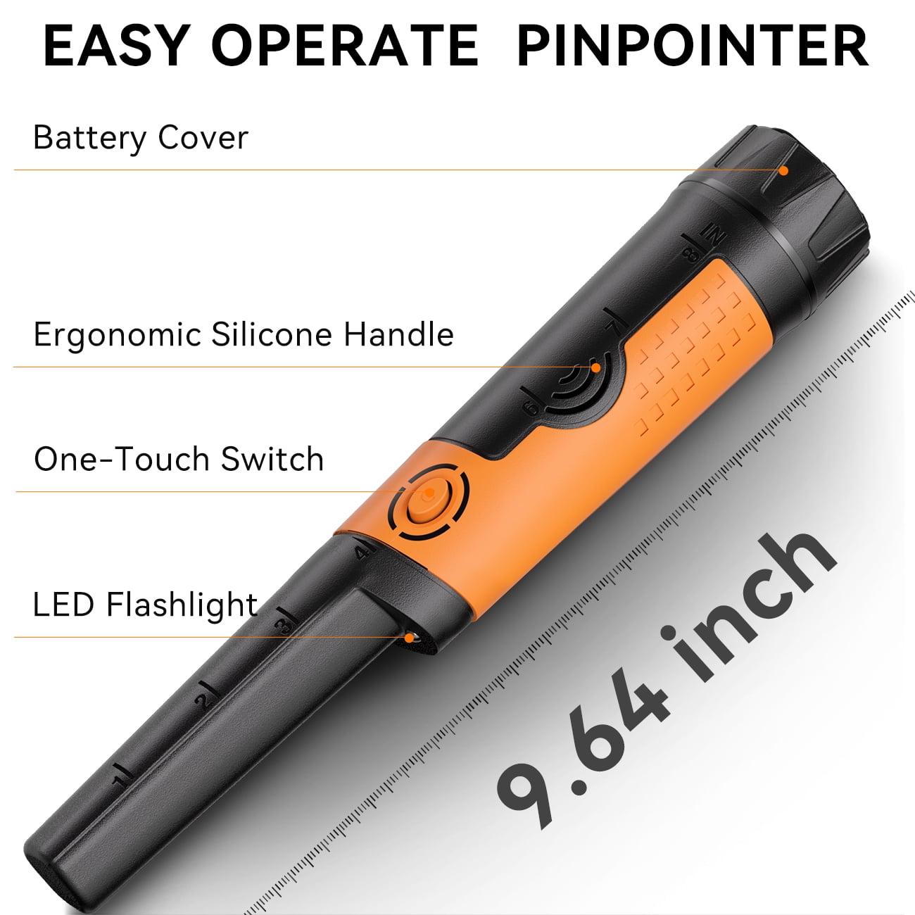IP68 Waterproof Handheld Metal Detector Pinpointer - 2 Modes for Metal Detection & Treasure Hunting, All-Ages Design