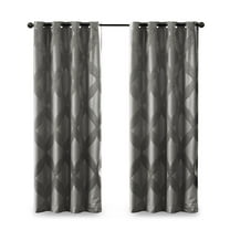 Gracie Mills Total Blackout Curtain Panel Ogee Knitted Jacquard Black 54x84 GRACE-9806