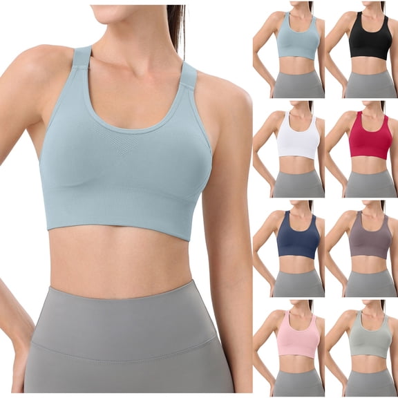 COMVALUE Women Racerback Sports Bras - High Impact Workout Gym Activewear Bra (Dark Blue, XL)