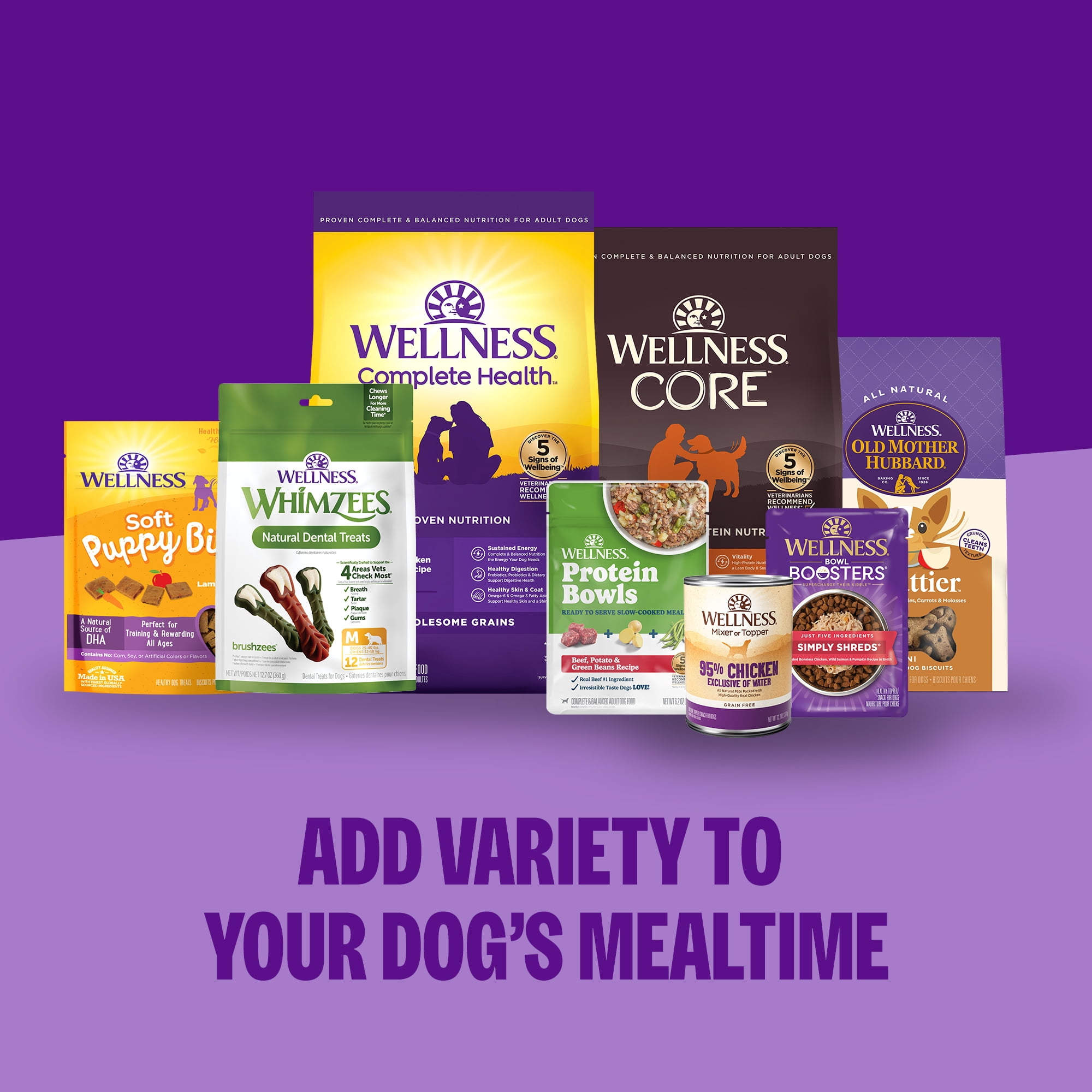 Wellness Protein Bowls, Adult Fresh Alternative Dog Food, Wholesome Grains, 6.2 Ounce Pouch, 6 Pack, (Beef, Potato & Green Beans Recipe)