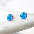 thumbnail image 4 of Gem Stone King 1.88 Ct Round Cabochon 10mm Blue Simulated Opal 18K Rose Gold Plated Silver Stud Earrings for Women Men, 4 of 4