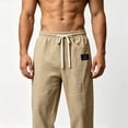 thumbnail image 6 of Men's Loose Hemp Blend Trousers Pants Beach Breathable Lightweight Elastic Drawstring Slim Casual Daily Summer Holiday Travel Streetwear Hiking Swim Gym Workout | Zenithor,Khaki 3XL, 6 of 6
