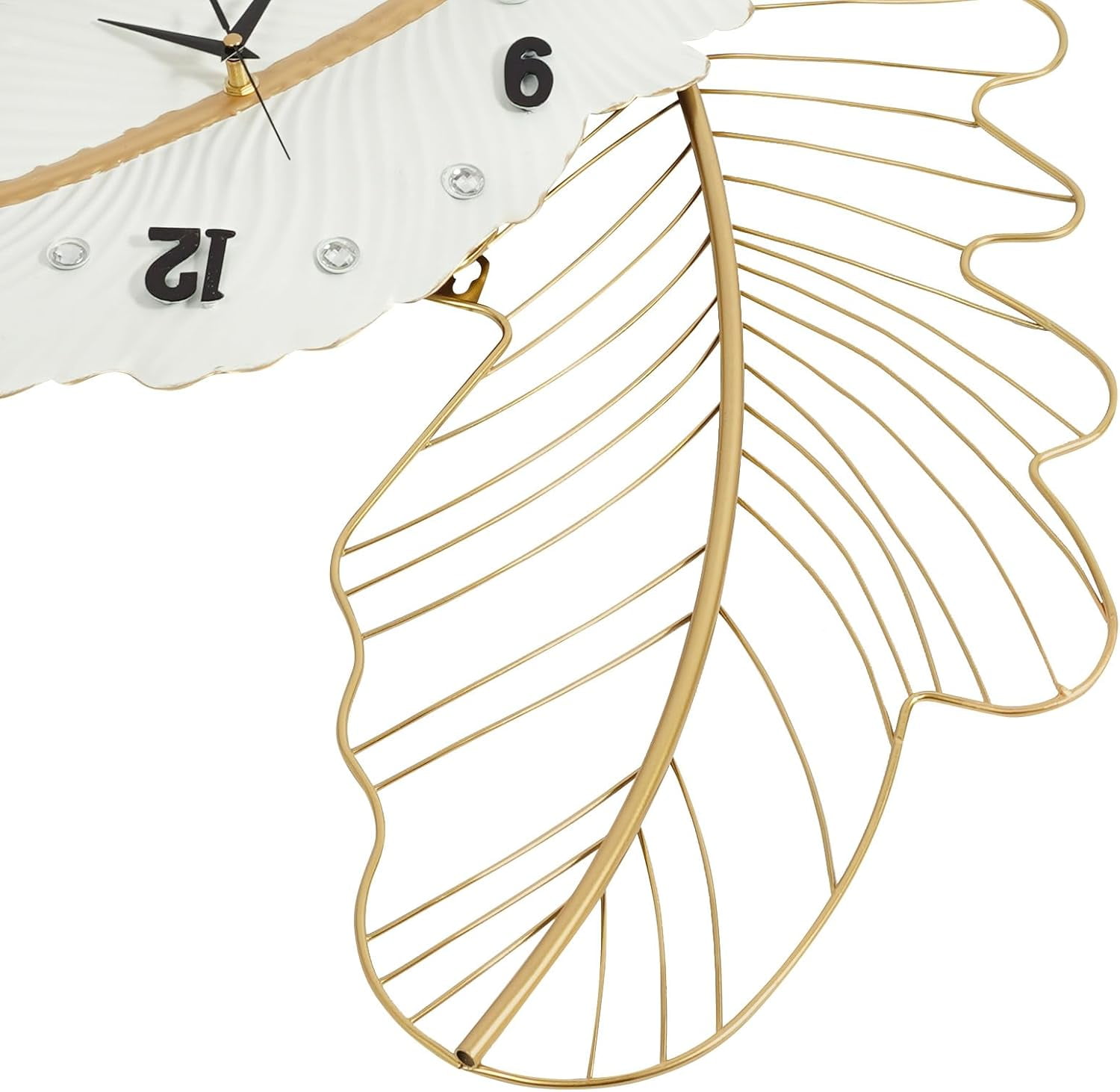 Modern 30inch Large Wall Clock Metal Feather Wall Clock Decorate with Sweep-Second Silent, Wall Clocks for Living Room, Bedroom, Dining Room, Office,