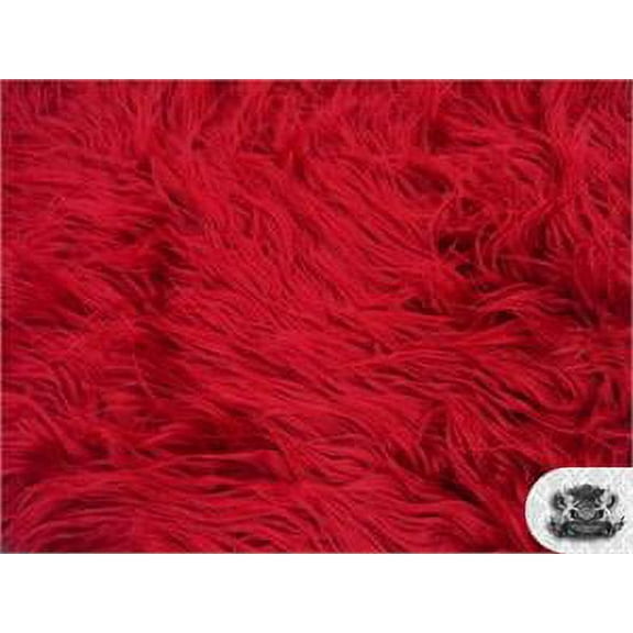 Faux Fake Fur Mongolian Fabric Sold by the Yard (DARK RED)