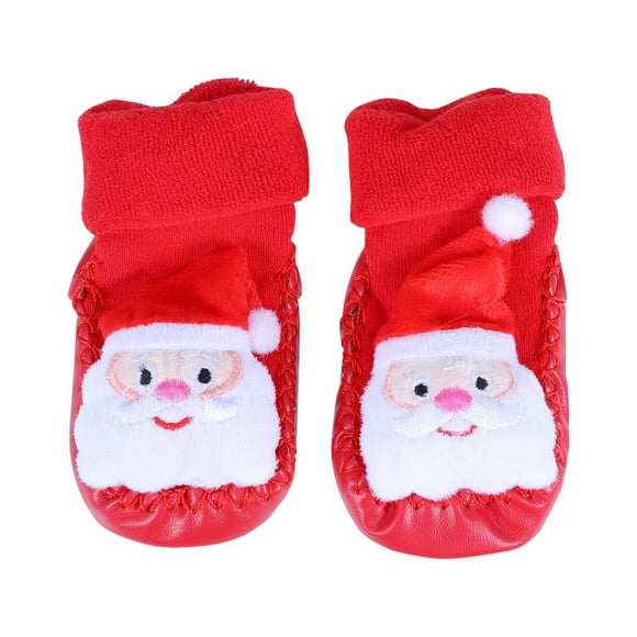 EeaseMX 1 par de calcetines navideños para bebé, con dibujos animados, antideslizantes, para otoño e invierno, para mantener el calor (Papá Noel, 12 cm)