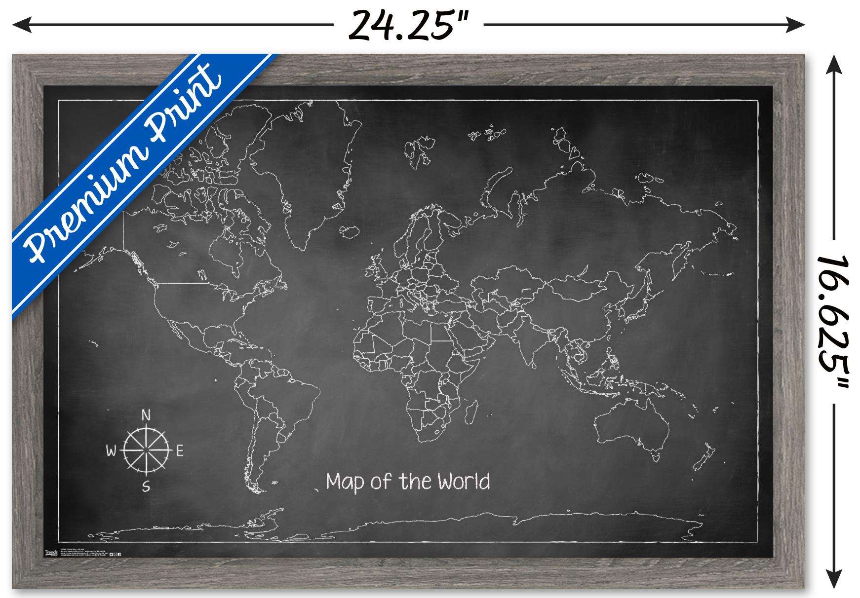 Chalk Map - World Poster
