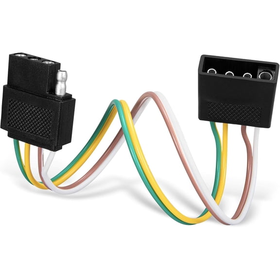 CoolStuff 4 Pin Trailer Light Wire Harness Extension 18 Gauge 4-Way Flat Wiring Connector, 10ft, for Trailer Boat Car RV Truck