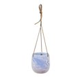 thumbnail image 1 of Hanging Ceramic Planter Pot with Rope, White and Blue, 1 of 1