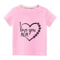 thumbnail image 1 of LSLJS Haut à Manches Courtes pour Enfants Garçons Filles Mode Mignon Couleur Unie Col Rond Imprimé Cœur Saint-Valentin, Hauts, T-Shirts et Blouses pour Filles, 1 of 4