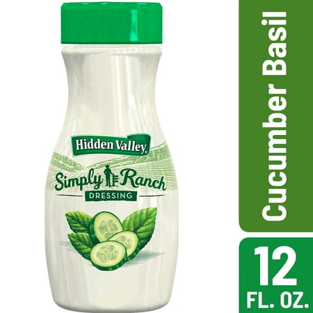 - (3 Pack) Hidden Valley Simply Ranch Cucumber Basil Salad Dressing & Topping, Gluten Free - 12 oz Bottle