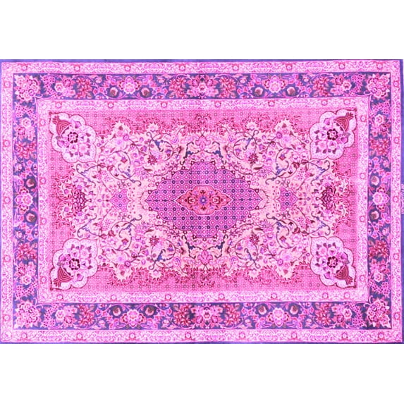 Ahgly Company Indoor Rectangle Medallion Pink Traditional Area Rugs, 5' x 8'