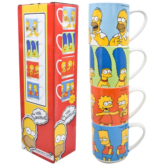 Juego de 4 Tarros de Porcelana Apilables 330 ml multicolor Los Simpson Ambient 21 Edición Limitada
