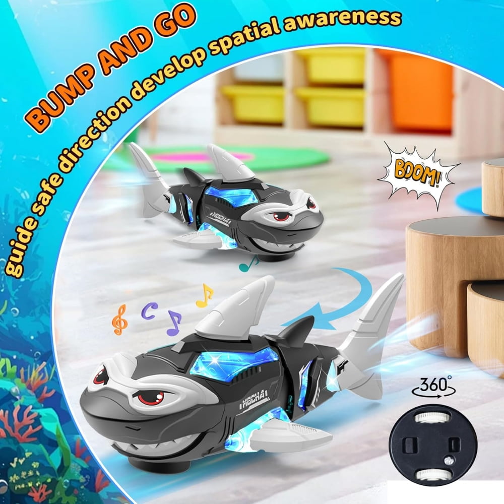 Raistyw Crawling Shark Toys Electric Mechanical Shark Toy with Lights and Musical for Boys 3 4 5 Year Old Birthdays Gifts