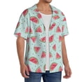 thumbnail image 2 of Balery Watermelon Camisa Casual de Manga Corta con Botones para Hombre, Texturizada, Estilo Cubano, para Playa, Verano-Small, 2 of 5