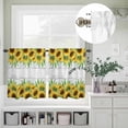 thumbnail image 5 of Kitchen Window Curtains Valance and Tier Set, Rustic Watercolor Sunflower Leaf Rod Pocket Tier Curtain Valance Set, Pastoral Floral on Wood Grain Light Filtering Cafe Curtains for Bedroom, 5 of 9