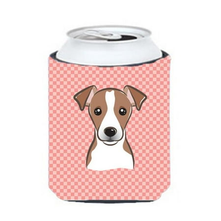 

Checkerboard Pink Jack Russell Terrier Can Or Bottle Hugger 12 Oz.