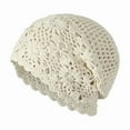 thumbnail image 2 of Women Cotton Slouchy Crochet Beret Handmade Cutout Floral Beanie Hat, 2 of 6