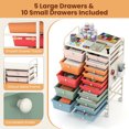 thumbnail image 6 of 15-Drawer Rolling Storage Cart with Metal Tabletop and Pegboard, Scrapbook Paper Office School Organizer,Macaron, 6 of 8