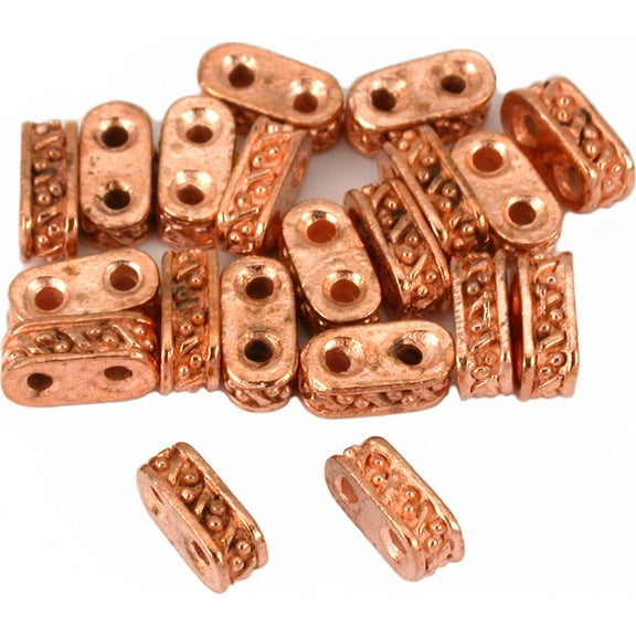 2 Hole Spacer Bali Beads Copper Plated 9mm Approx 20