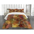 thumbnail image 3 of Ambesonne Colorful Quilted Bedspread Set 3 Pcs, Grid Mosaic Geometric, King Size, Brown and Marigold, 3 of 5