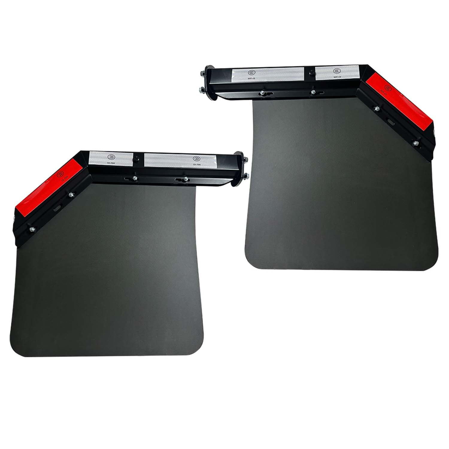 BST BSSP 2PCS Black Angled Spring Loaded Mud Flap Hanger Bracket Set&Semi Truck Trailer Duty Mud Flap 24"x24",1-1/8" 1.125" Bolt Spacing,Commercial Truck Heavy Duty HD Mudflap, Right & Left Side