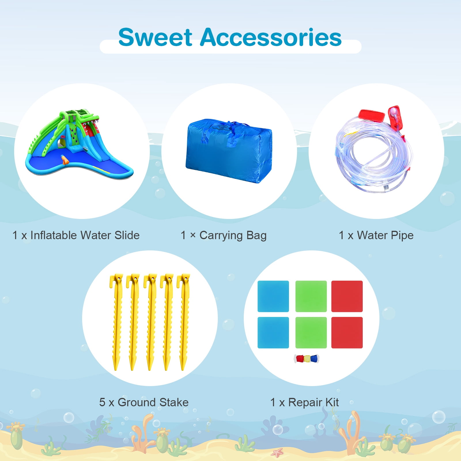 Infans Inflatable Crocodile Water Slide Upgraded Kids Bounce Castle Blower Excluded