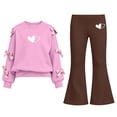 thumbnail image 2 of Kezqiaxn Sets for Girls Winter 2 Piece Outfits Cute Bowknot Long Sleeve Sweatshirts and Pants Matching Set Fashion Sweatsuits Size 5-15, 2 of 9