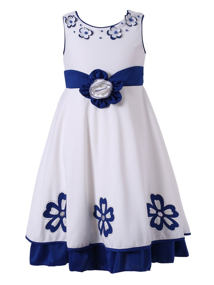 blue and white occasion dress