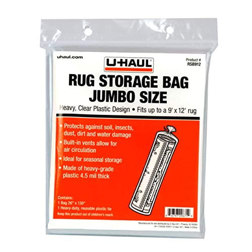 U-Haul Jumbo Rug Storage Bag (Fits Rugs up to 9' x 12') - Protection for Jumbo Rolled Rug - 26' x 130'