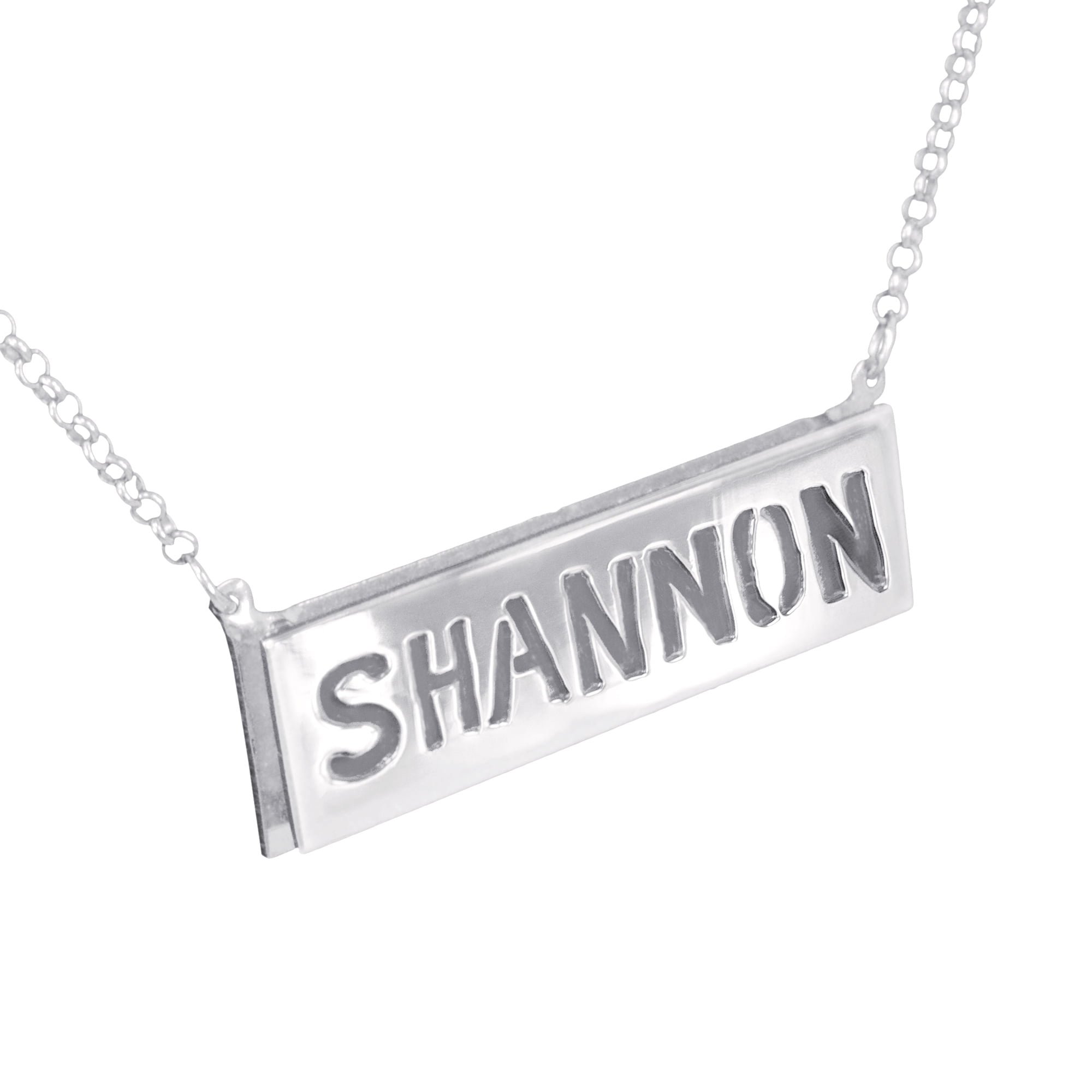 Personalized 3D Double Bar Name Necklace in Sterling Silver