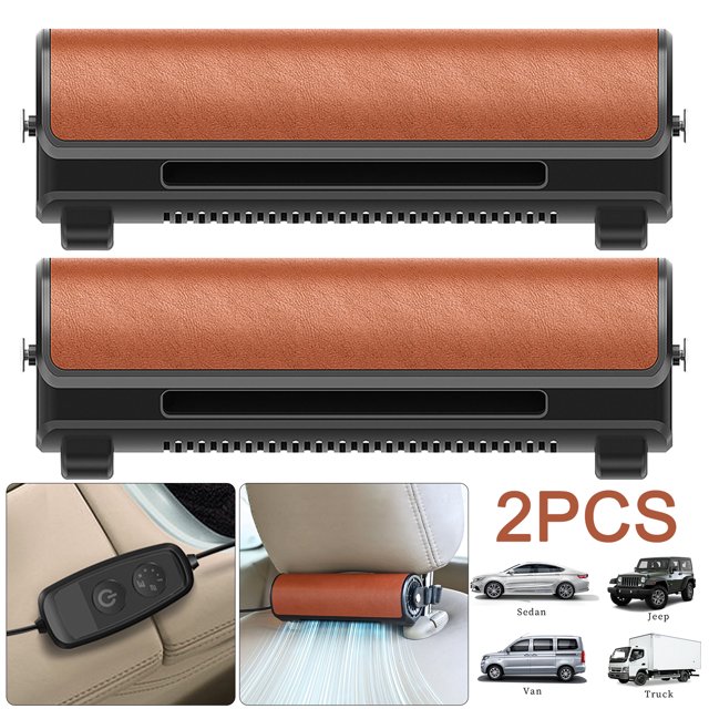 Ventiladores para Reposacabezas Automóvil Ventiladores Enfriamiento para Asiento Trasero Con Enchufe USB Ajustable 3 Engranajes (marrón)
