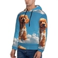 thumbnail image 3 of Uemuo Blue Sky Cloud Puppy Pattern Men's Hoodie - Casual Pullover Hoodie with Kangaroo Pocket, Stylish Hooded Sweatshirt for Everyday Wear-Small, 3 of 7